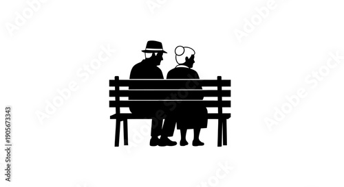 Elderly Couple Sitting Together on a Bench.
