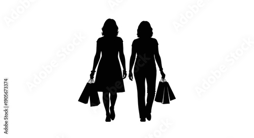 Two women walking together with shopping bags in hand.
