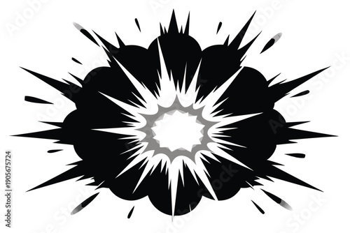 explosive effect dynamic explosion silhouette line art vector illustration with a white background