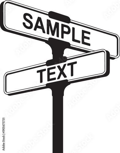 Black and white street sign with sample text and text labels