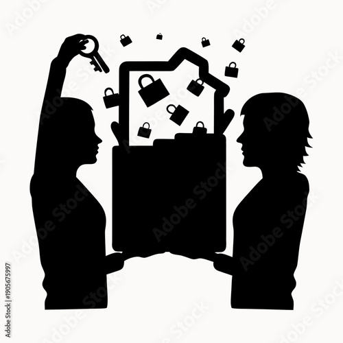 Two people unlocking a briefcase filled with secure locks