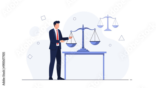 Lawyer balancing justice scales, symbol of legal fairness and equality