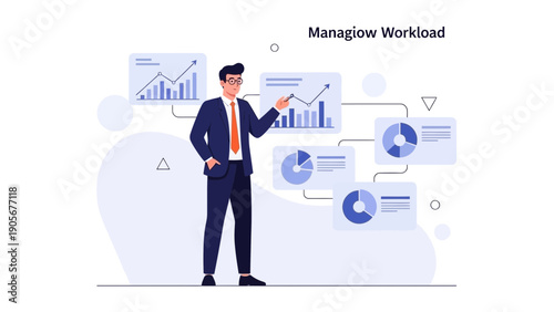 Businessman analyzing data charts and graphs for business growth