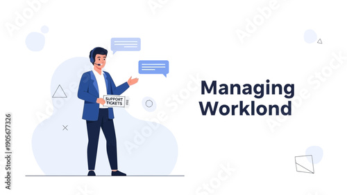 Man Managing Workload, Communication, Support, Business Solution