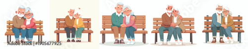 vector of a couple sitting on a park bench hugging on Valentine's Day