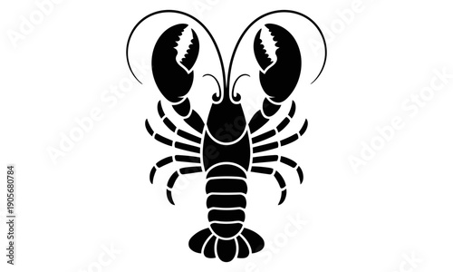 black lobster silhouette on transparent  background