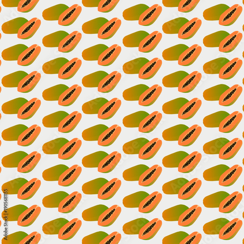 Papaya Fruit Isolated on White Background, Tropical Fresh Papaya Illustration suitable for food, healthy lifestyle, nutrition, agriculture, organic product, tropical fruit concept, packaging design, a