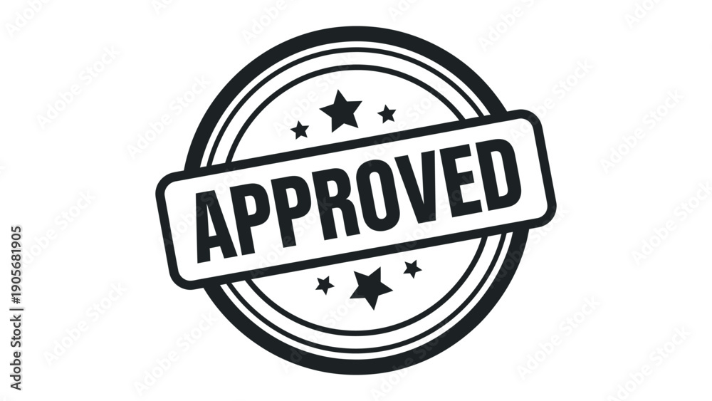 Obraz premium Approved Stamp of Authority: A classic circular seal displaying the affirmative word APPROVED, signifying endorsement, validation, or authorization, conveying trustworthiness and reliability.