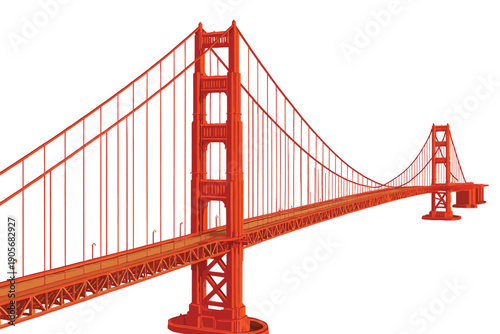 Iconic Golden Gate Bridge San Francisco - USA Landmark Vector Illustration on White Background