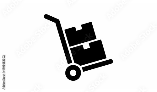 Warehouse logistics hand truck pictogram vector