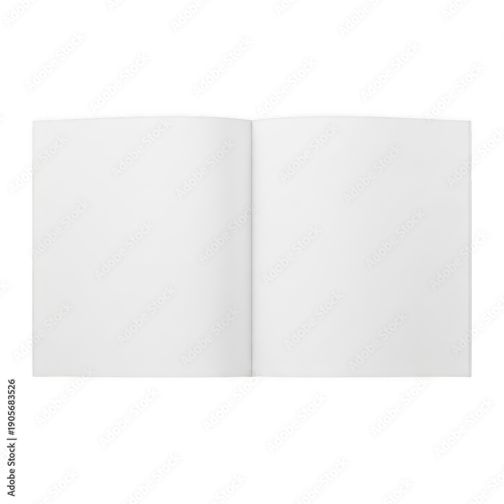 Naklejka premium An open book with blank white pages on a plain white background. isolated on transparent background