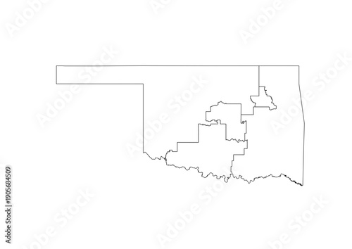 Oklahoma Congressional Districts Map 119th Congress Vector Illustration USA House of Representatives Electoral Boundaries 2026 Voting Precincts Government Data Vis Black White Outline Transparent Cart