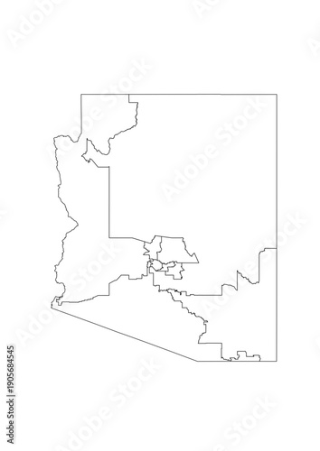 Arizona Congressional Districts Map 119th Congress Vector Illustration USA House of Representatives Electoral Boundaries 2026 Voting Precincts Government Data Vis Black White Outline Transparent Carto