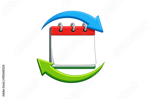Calendar with arrows showing refresh and update action for scheduling tasks and events