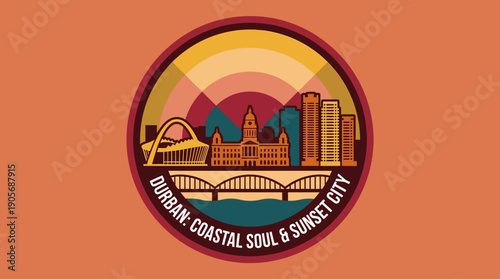 Durban Coastal Soul and Sunset City A Vibrant Emblem Capturing the Essence of a South African Jewel with Iconic Landmarks and Coastal Charm