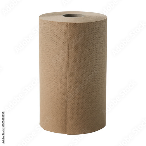 Brown paper towel roll cardboard isolated on a transparent background