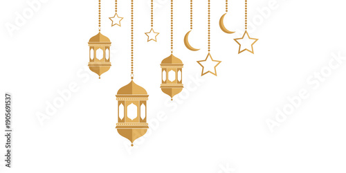 Photography Golden islamic lantern ramadan kareem background