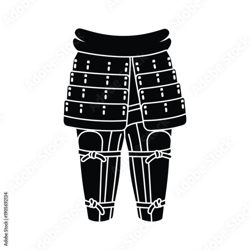 Black Samurai Armor Silhouette Illustration on White Background
