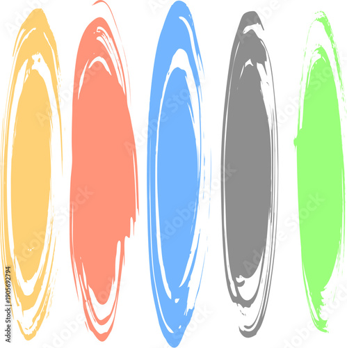 手描き風ブラシタッチのカラフル楕円フレームセット　強調・装飾・囲みデザインに使える抽象アート素材