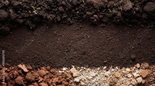 Wallpaper Mural Fertile layered soil cross section detail Layered soil cross section background with clay, humus and gravel texture, fertile earth for gardening and agriculture Torontodigital.ca