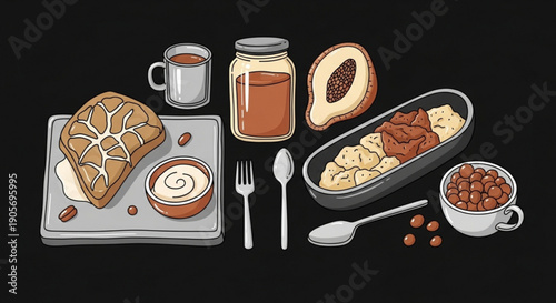 Beautiful blooming pink cherry blossom branches in spring, delicate floral illustration