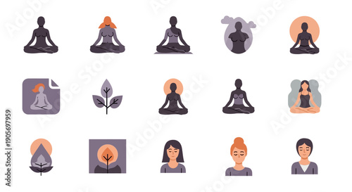 Various People Meditating in Different Poses.