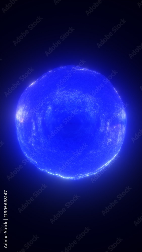 Fototapeta premium Glowing blue energy sphere floating in dark space, symbolizing power, technology, and futuristic cosmic force