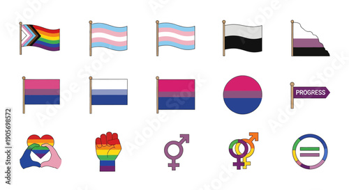 LGBTQ Pride Flags and Symbols Collection.