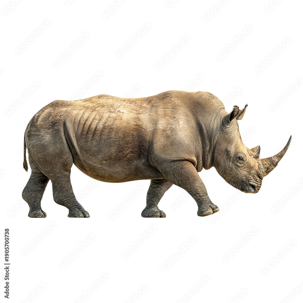 Obraz premium PNG of Majestic rhinoceros walking gracefully in a natural setting.