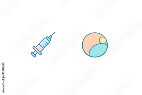 A minimalist illustration of a medical syringe pointing towards a stylized cell or egg on a black background, representing biotechnology or in vitro fertilization procedures.