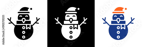 Snowman Icon Set Glyph Vector Illustration