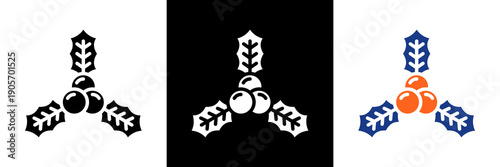 Holly Icon Set Glyph Vector Illustration