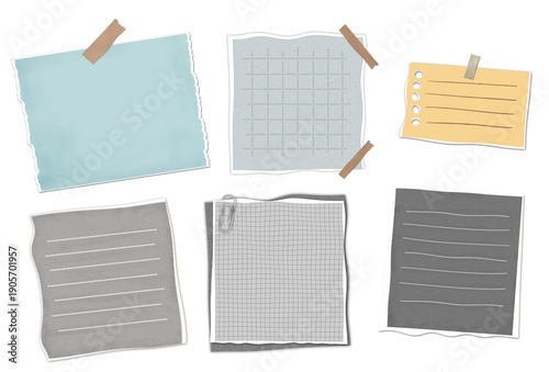 Set of note papers and stickers for note. School education, business , office memo message sheet concept 