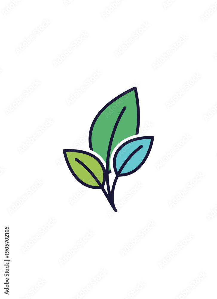 Obraz premium Abstract leaf illustration with gradient colors on black background