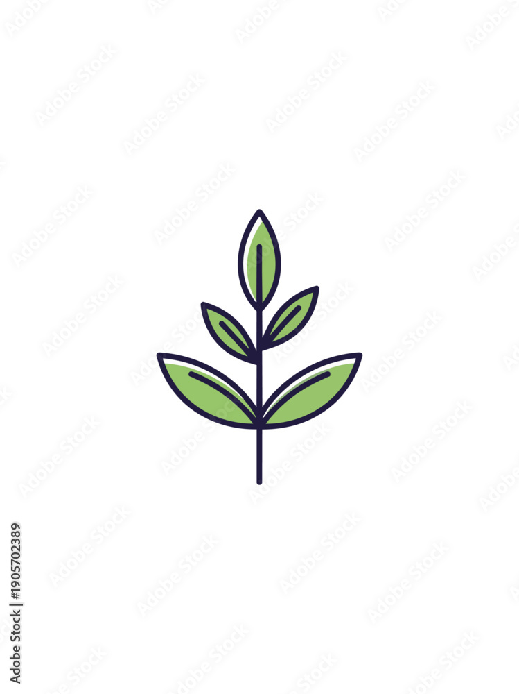 Obraz premium Minimalist leaf illustration on black background for design elements