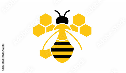 Bee honeycomb icon honey producing insect vector illustration