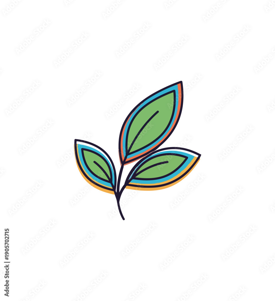 Obraz premium Stylized leaf illustration on black background for design elements