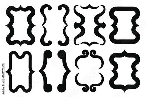 set bracket braces parenthes silhouette line art vector illustration with a white background