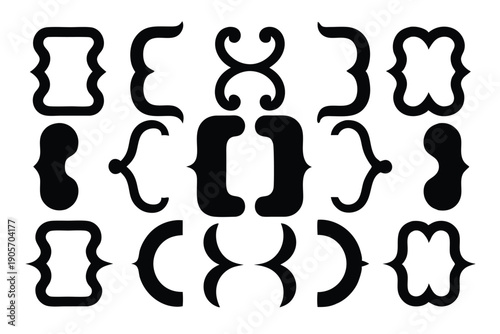 set bracket braces parenthes silhouette line art vector illustration with a white background