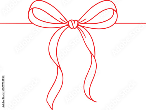 Hand drawn red doodle gift bow sketch vector illustration for holiday present decoration