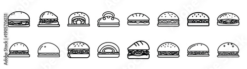 Collection of international food different kitchen outlines silhouette icon set.