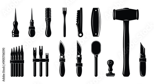 Wood Carving Tools Vector Icons