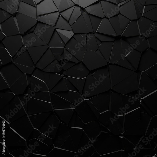 Abstract dark surface fractured into sharp, uneven shards, creating a complex, dynamic, chaotic backdrop for design use ,destruction ,uneven ,complexity
