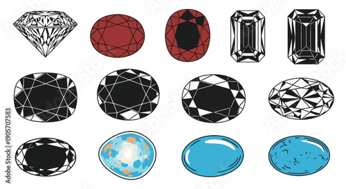 Gemstones and Cuts Vector Icons