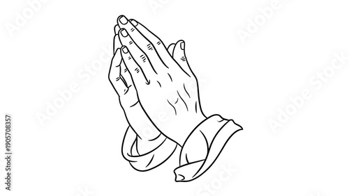 Praying Hands Illustration: Expressing Faith Hope and Spirituality in Black and White
