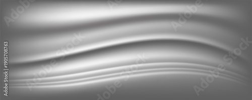 Silver foil background with metal mirror texture. Chrome gradient surface with light gloss. Vector aluminum grey sheet with reflection. Platinum and titanium abstract cold bg