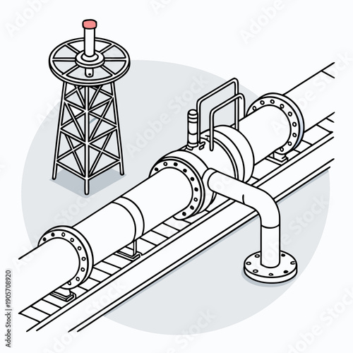 Energy pipeline concept showing smooth gas flow through industrial infrastructure 1