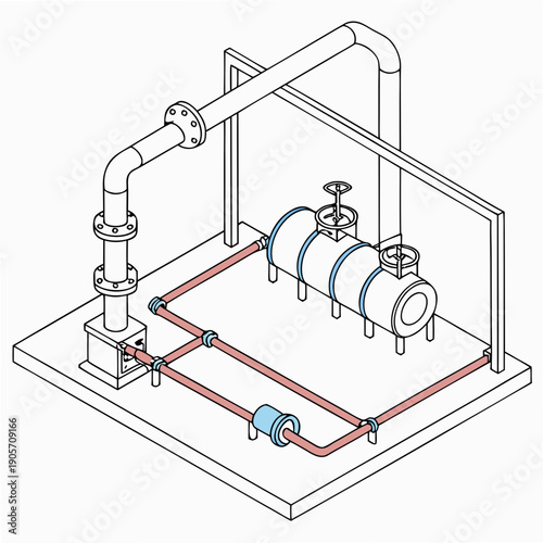 Industrial gas flow diagram with pipes and valves