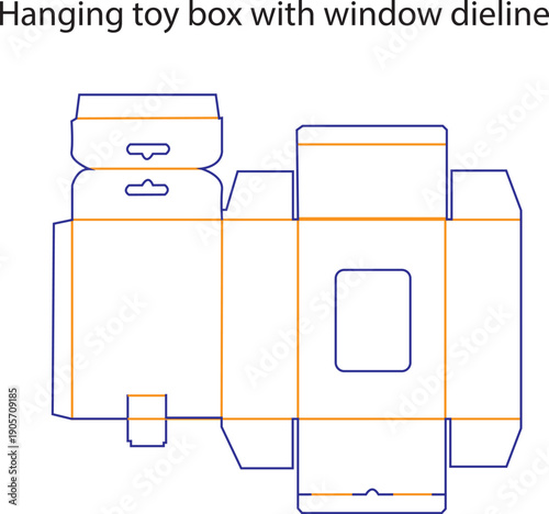 Custom Handle Display Box Dieline Template with Auto Lock Bottom for Retail Packaging and Carrier Design