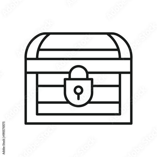 Secure chest line icon, locked storage, data protection, and security concept, vector illustration.